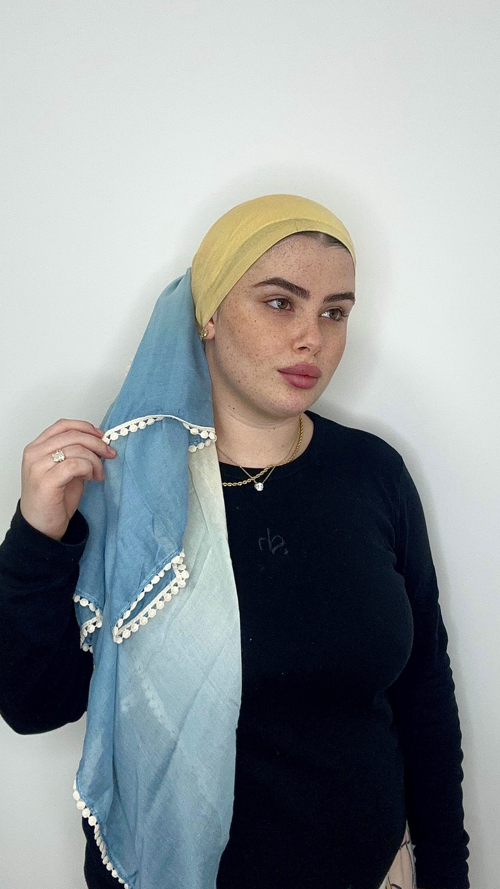 מטפחת ליבי | תכלת צהוב